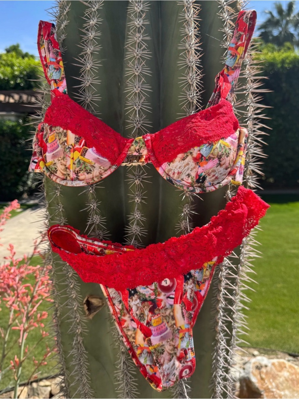 Strawberry Milk Mob Poker Face Bikini Set